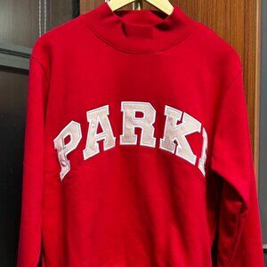 Parke OG Classic Crew Neck School Style | Deep Red with Peony-Colored Letters 🎒